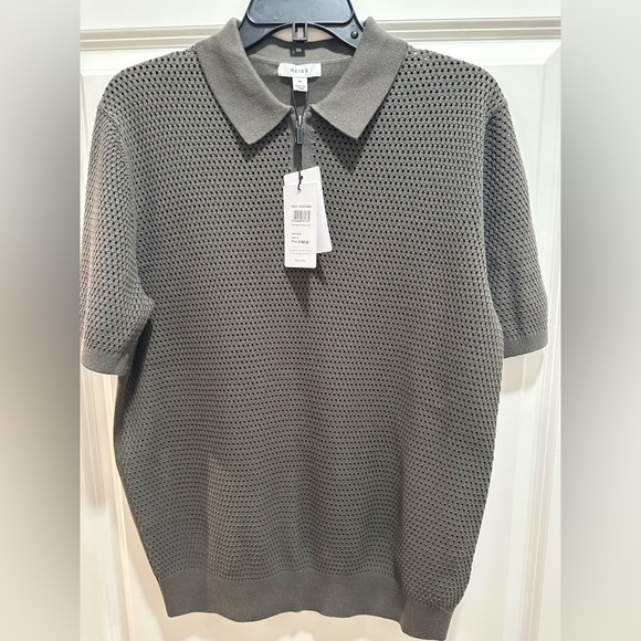 Reiss Half Zip Textured Short Sleeve - Picture 2 of 3